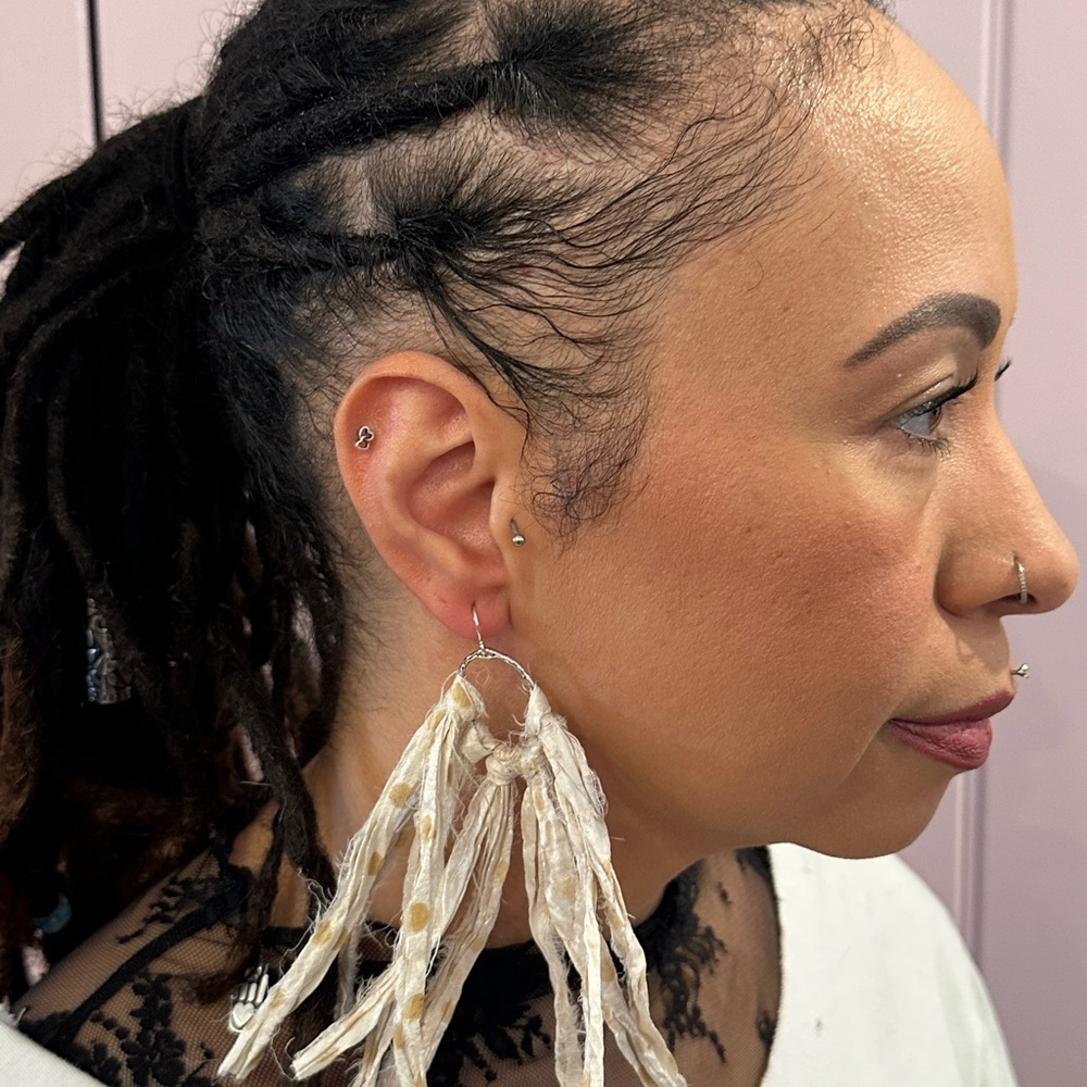 Elegant Cream Dangle Earrings